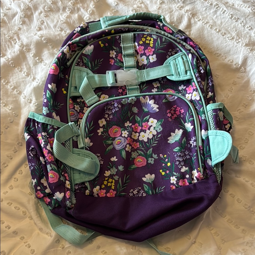 Floral Kids Backpack - Purple and Mint
